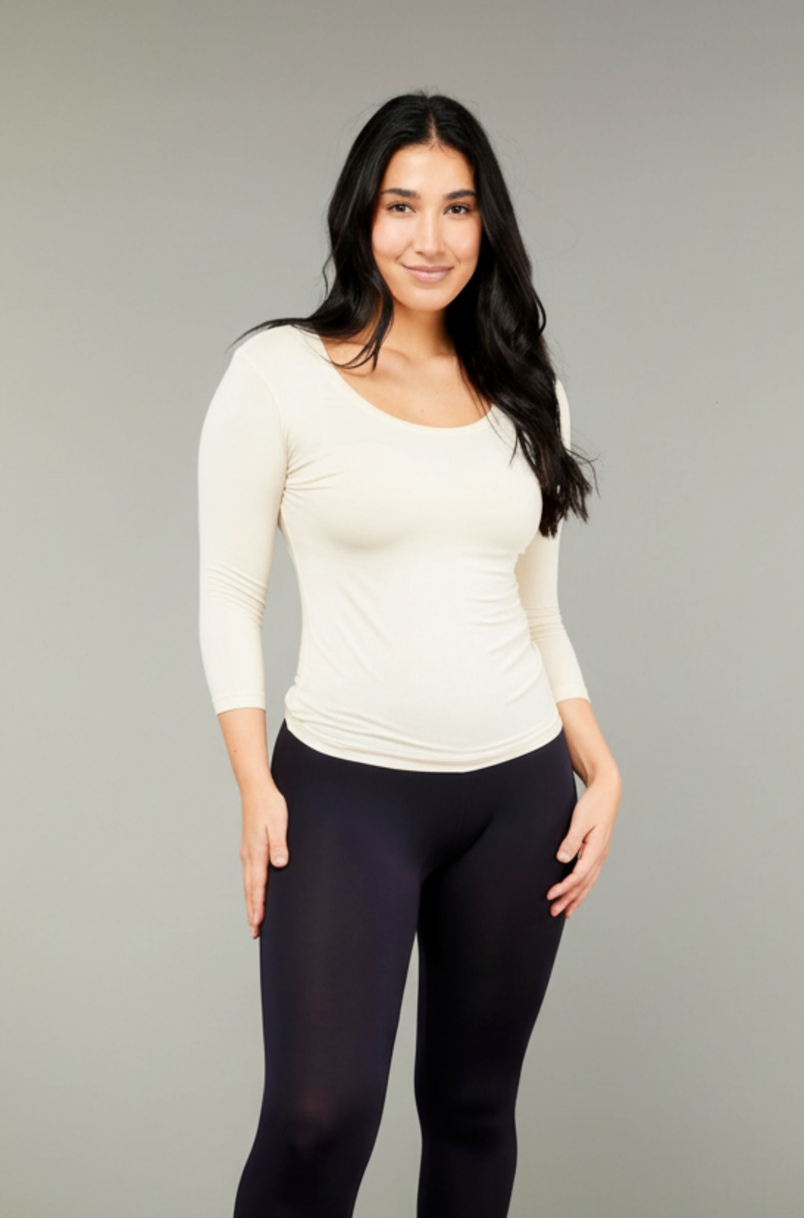 3/4 Sleeve Scoop - Ivory