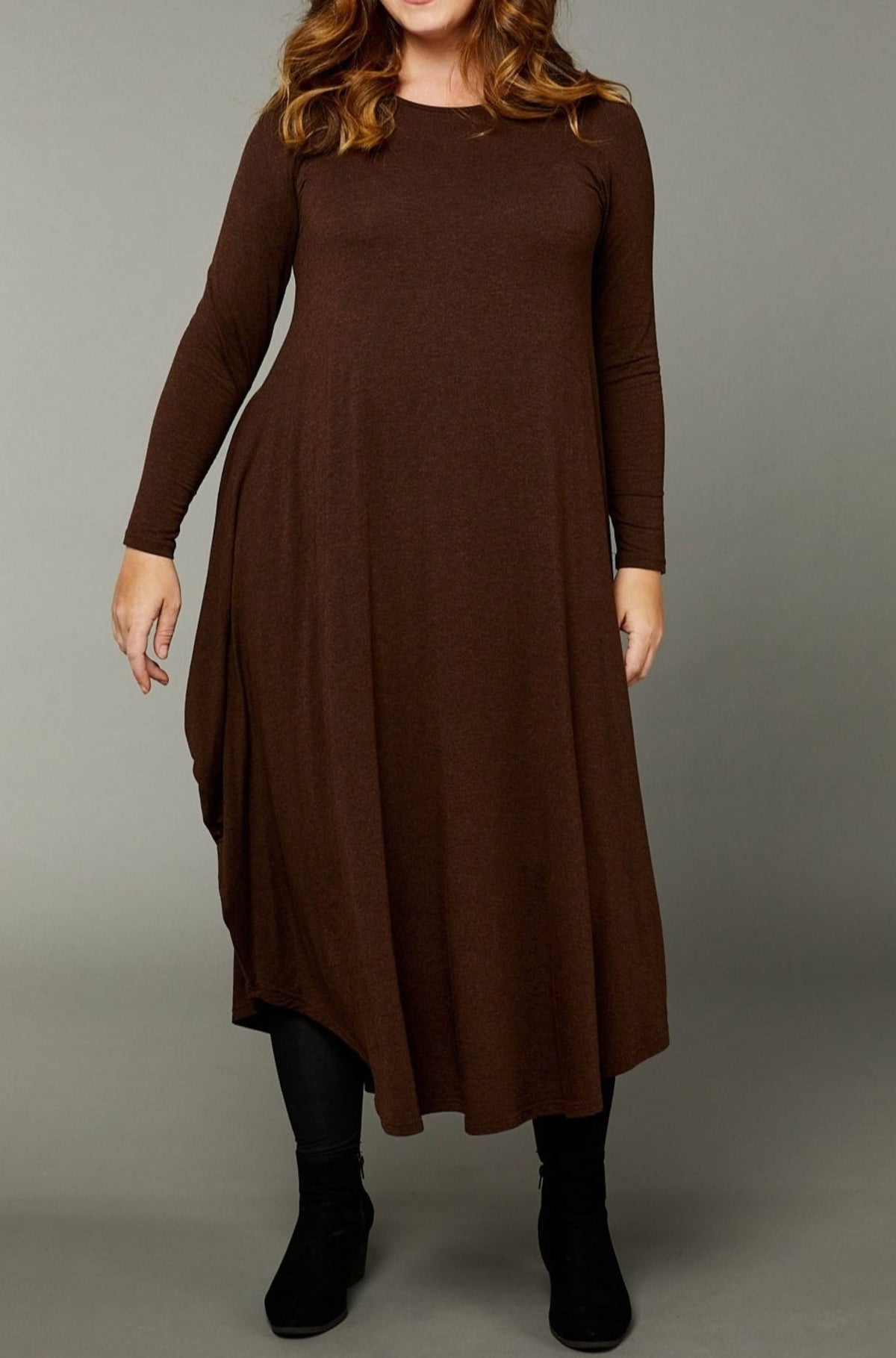 Long Sleeve Tri Dress - Chocolate
