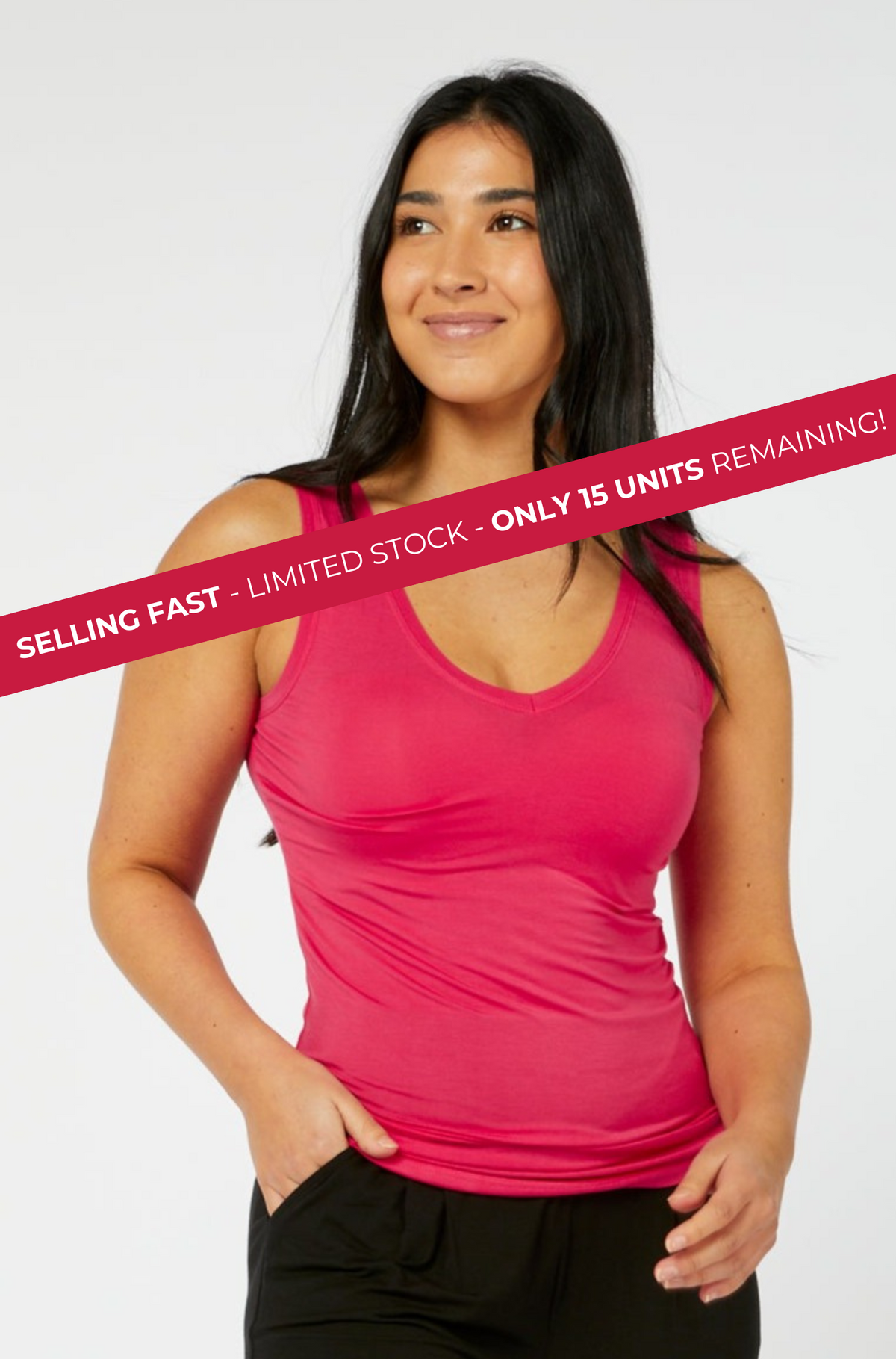 V-Neck Tank - Raspberry