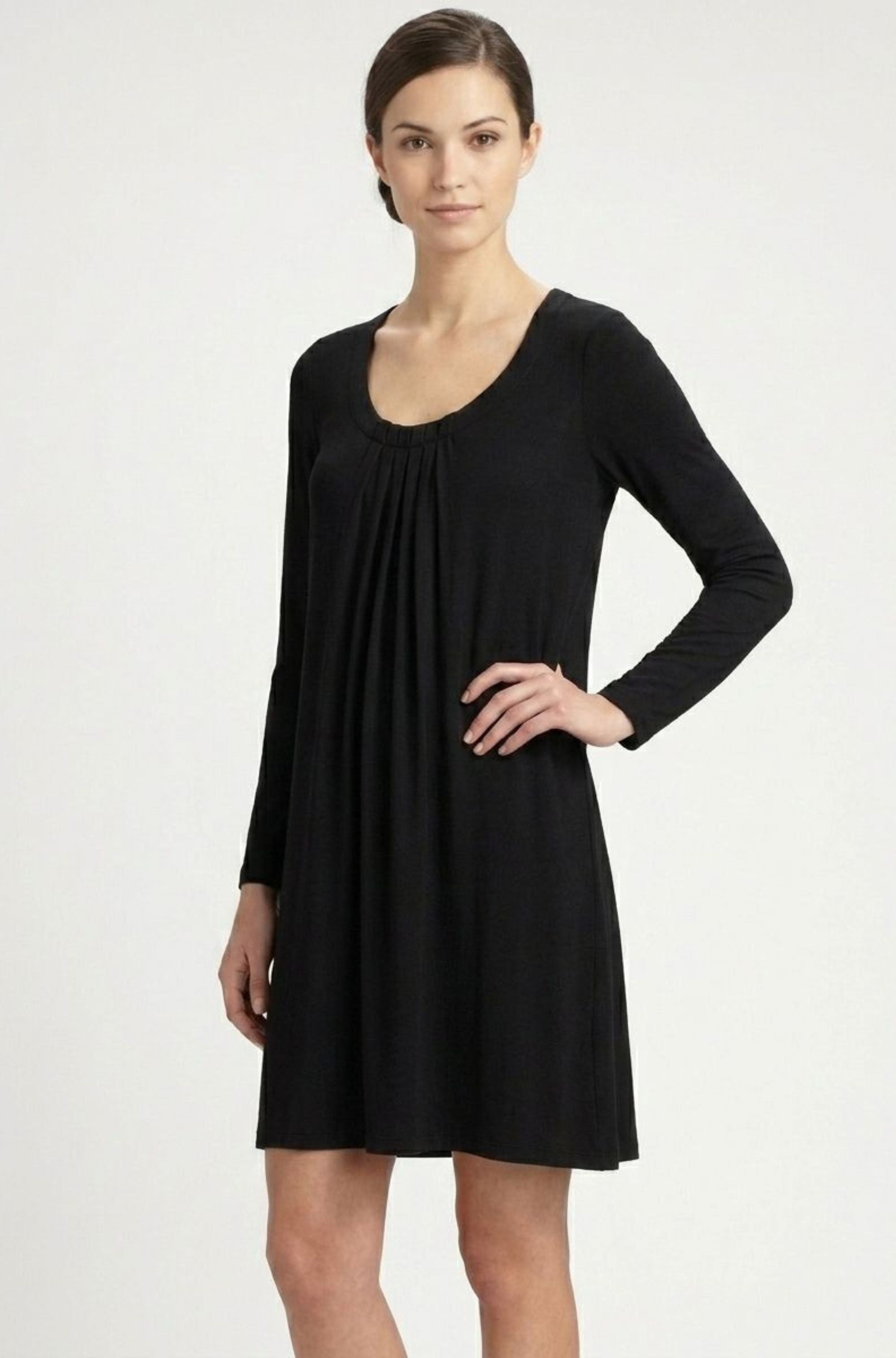 Pintuck Long Sleeve Tunic - Black