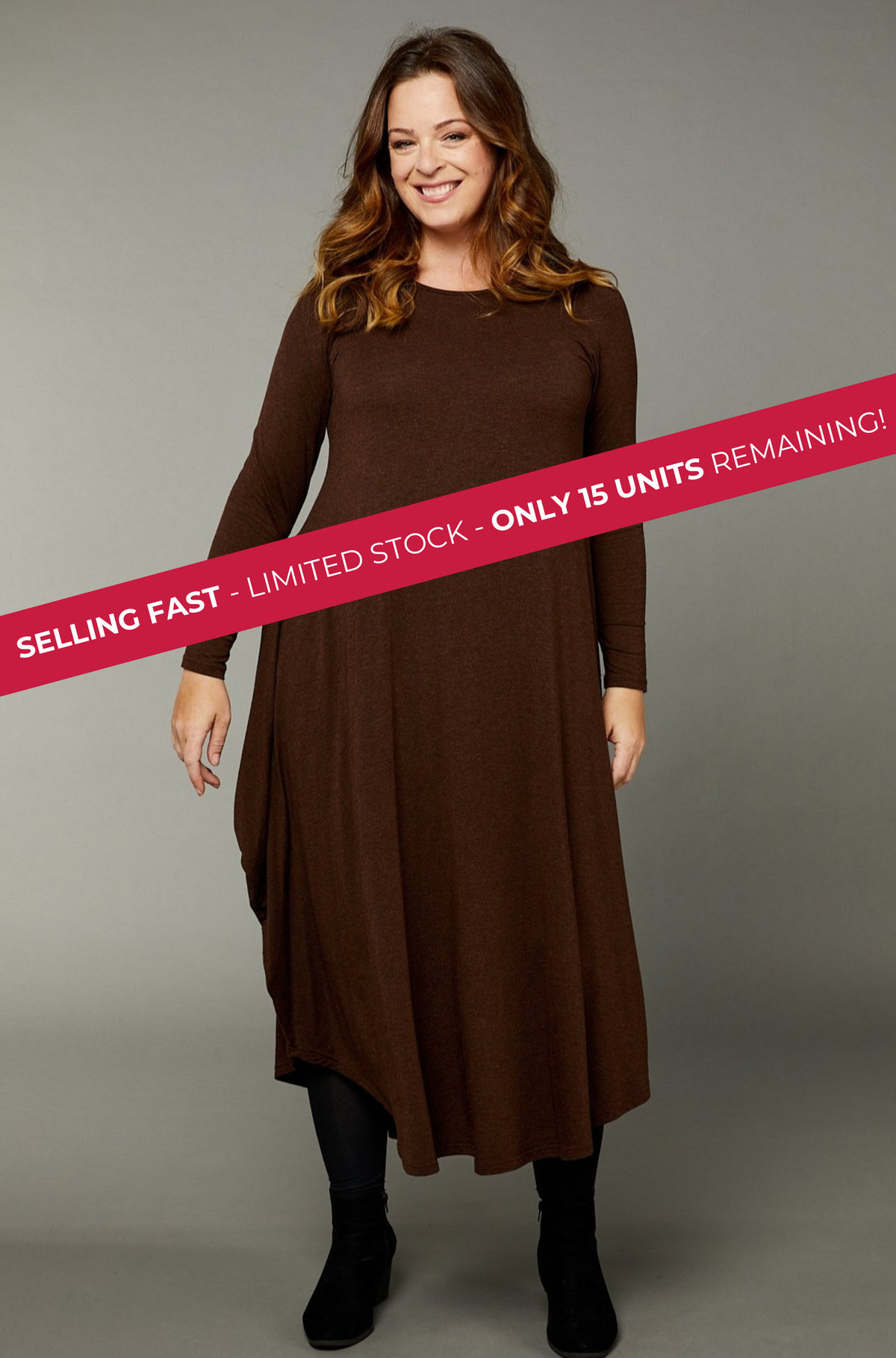 Long Sleeve Tri Dress - Chocolate