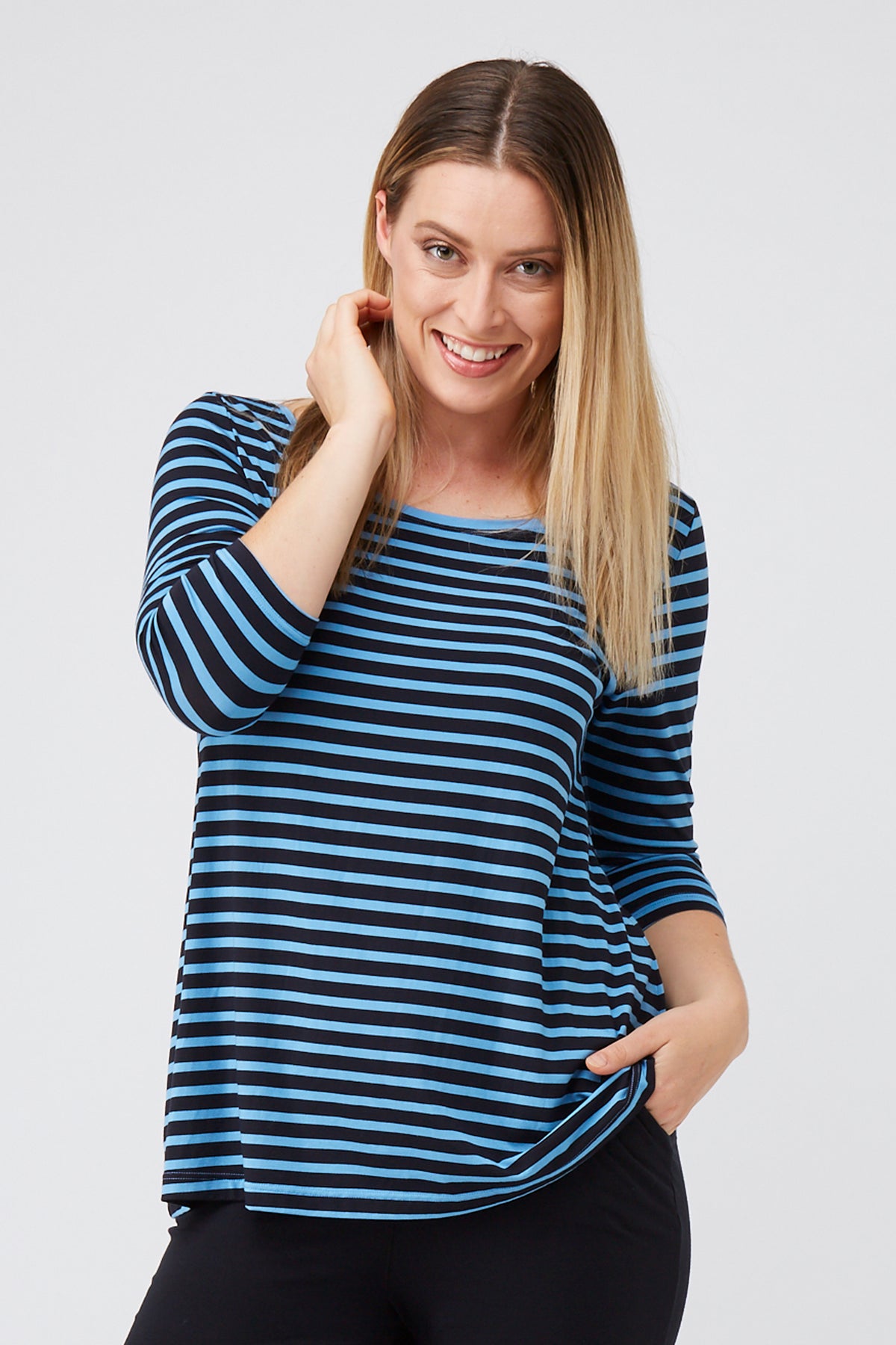 Swing 3/4 Sleeve Sample - Regatta Stripe