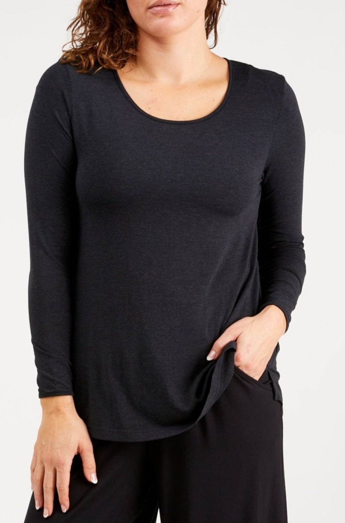 Split Hem Long Sleeve - Graphite