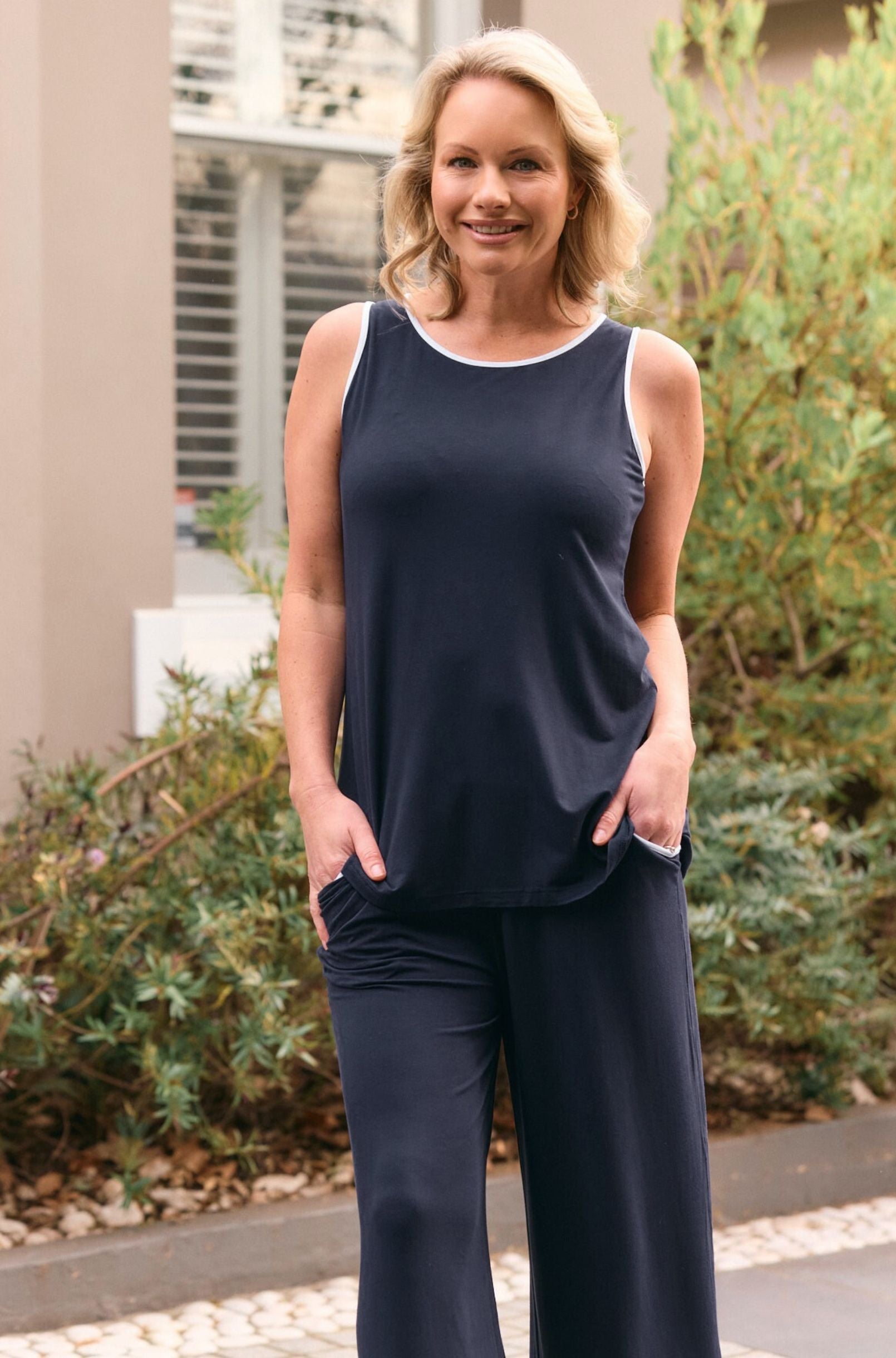 Grace Swing Tank - French Navy White Trim