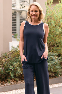 Grace Swing Tank - French Navy White Trim