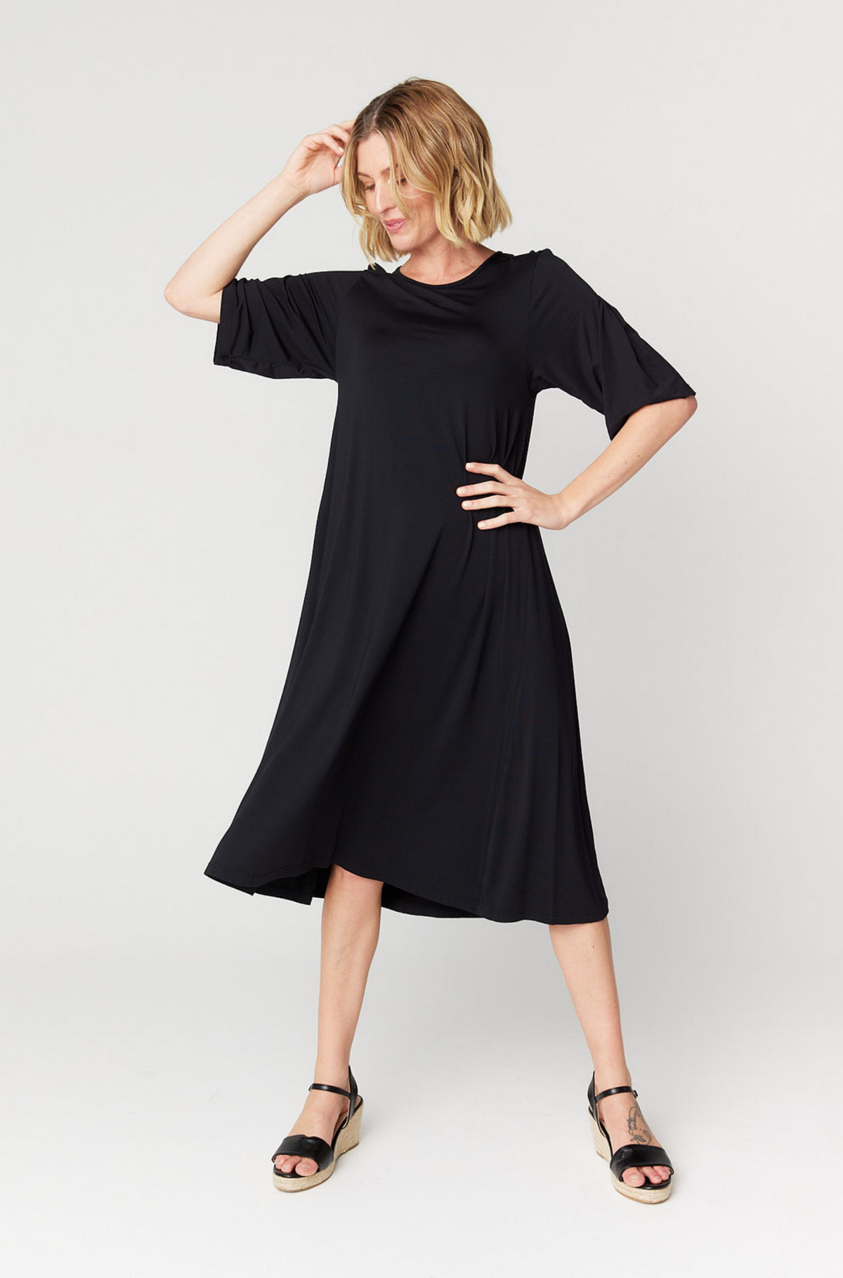 Nina Spliced Dress - Black