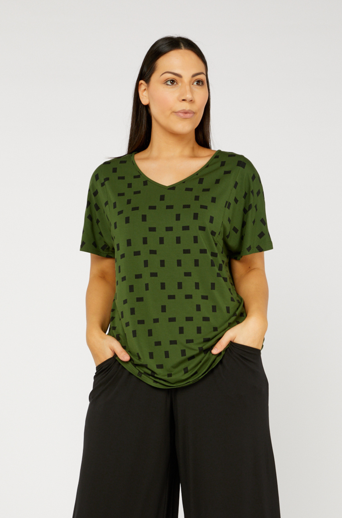 Ivy Swing Tee Sample - Moss Print