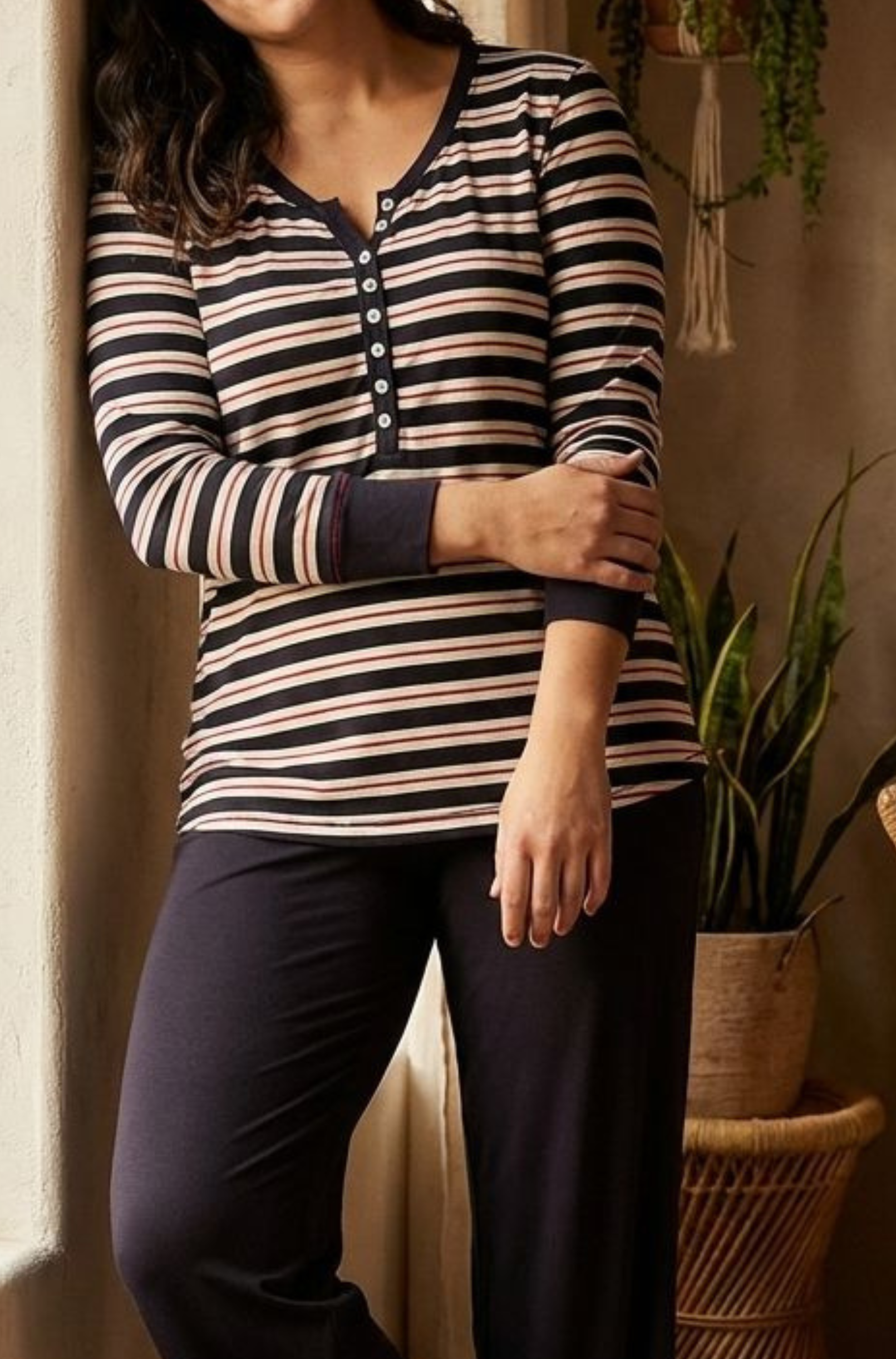 Swing 3/4 Sleeve Henley - Sailor