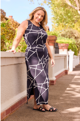 Long Panel Skirt - Navy Marble