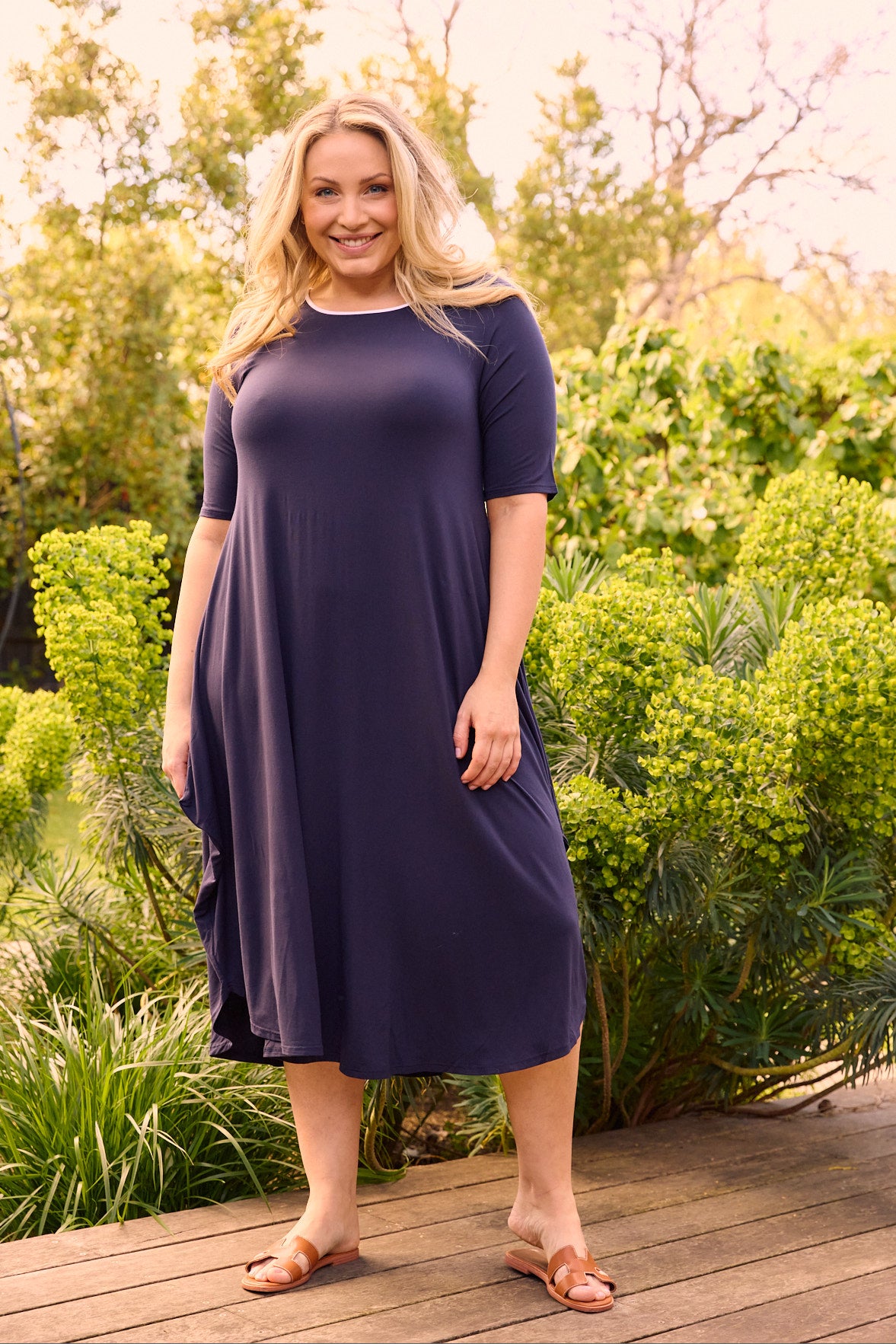 Original Tri Dress - French Navy White Trim