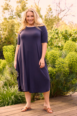 Original Tri Dress - French Navy White Trim