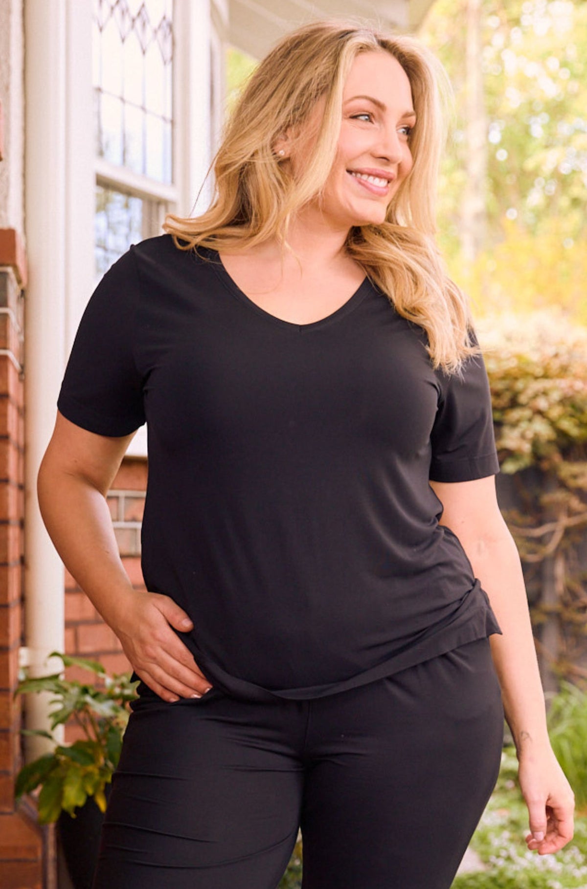 Ella V-Neck Tee Sample - Black