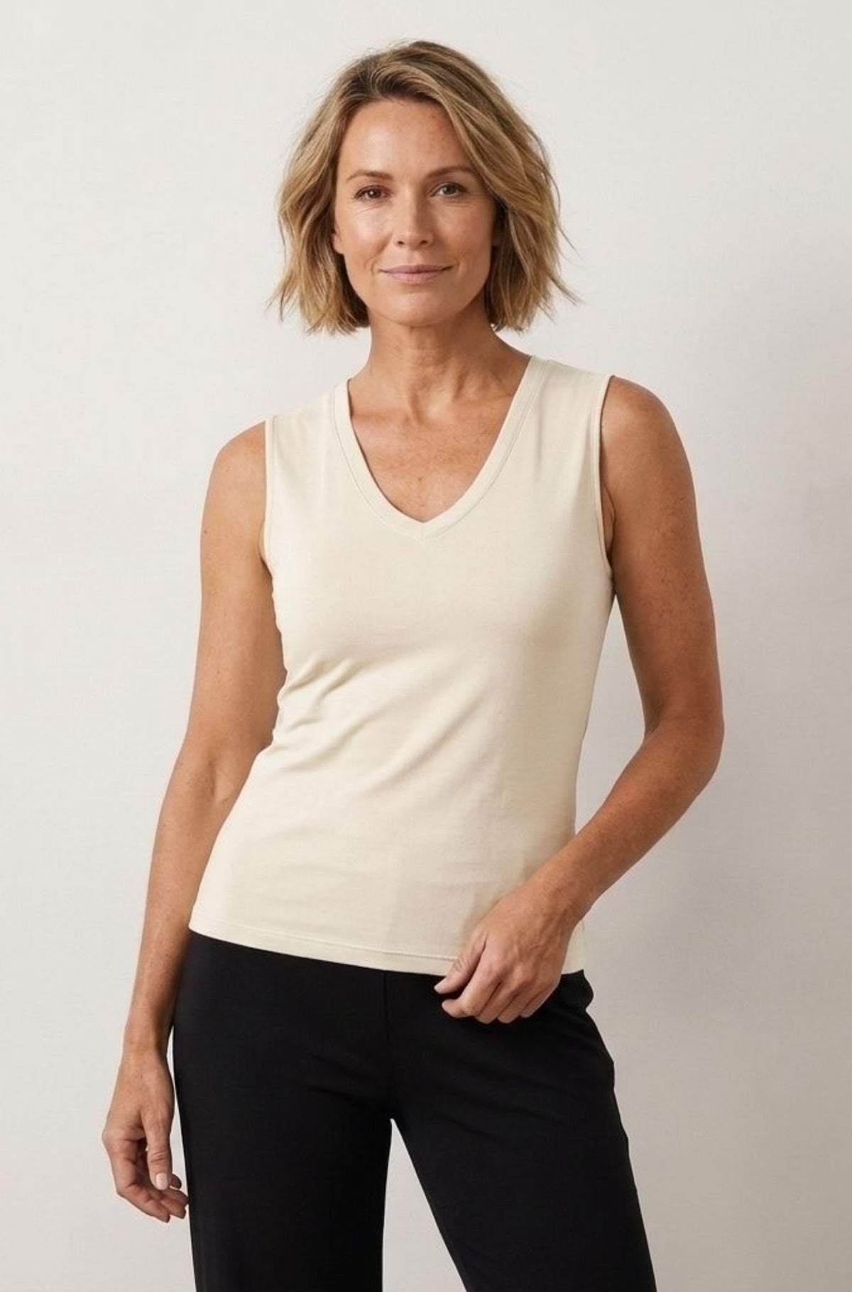 V-Neck Tank Sample - Ivory