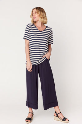 Ivy Swing Tee Sample - Riveria French Navy-White Stripe