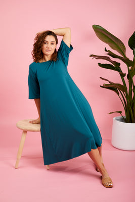 Nina Spliced Dress - Atlantic Deep