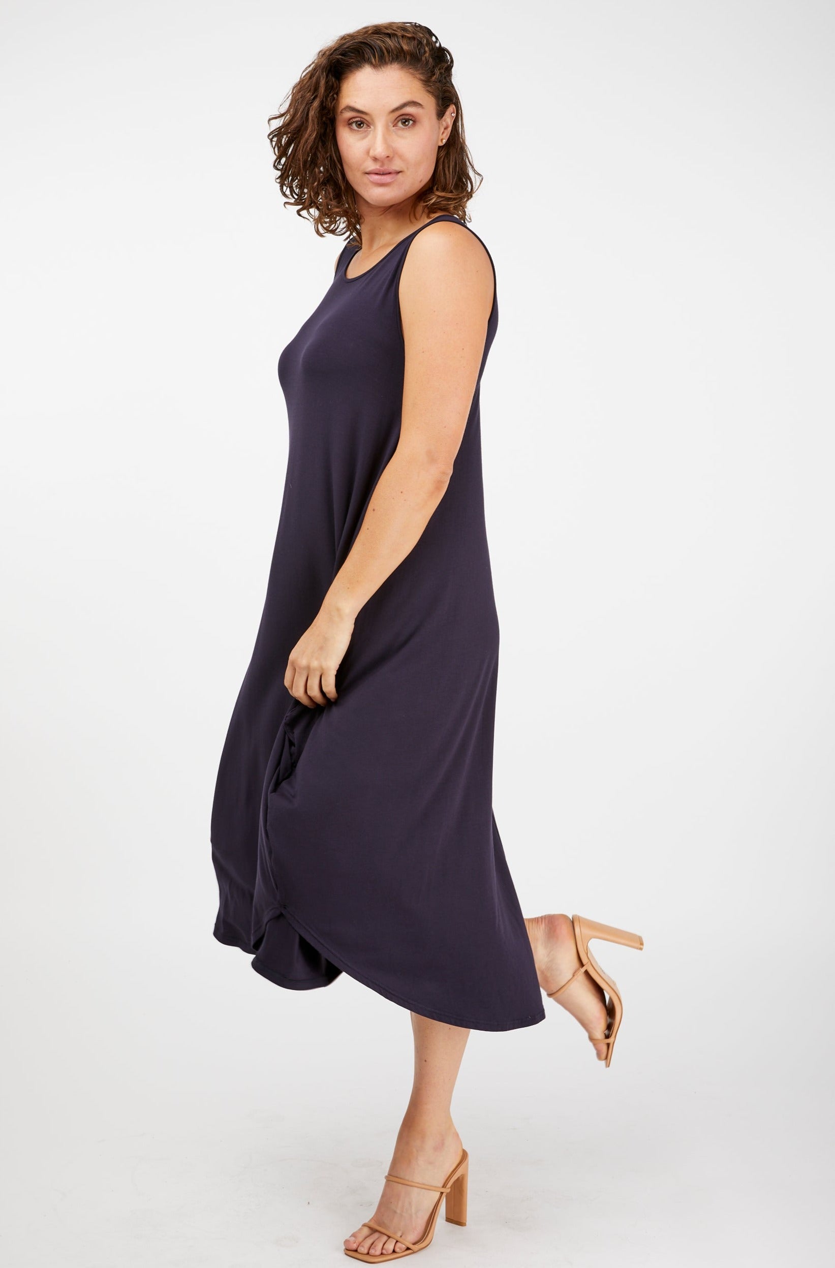 Sleeveless Tri Dress French Navy