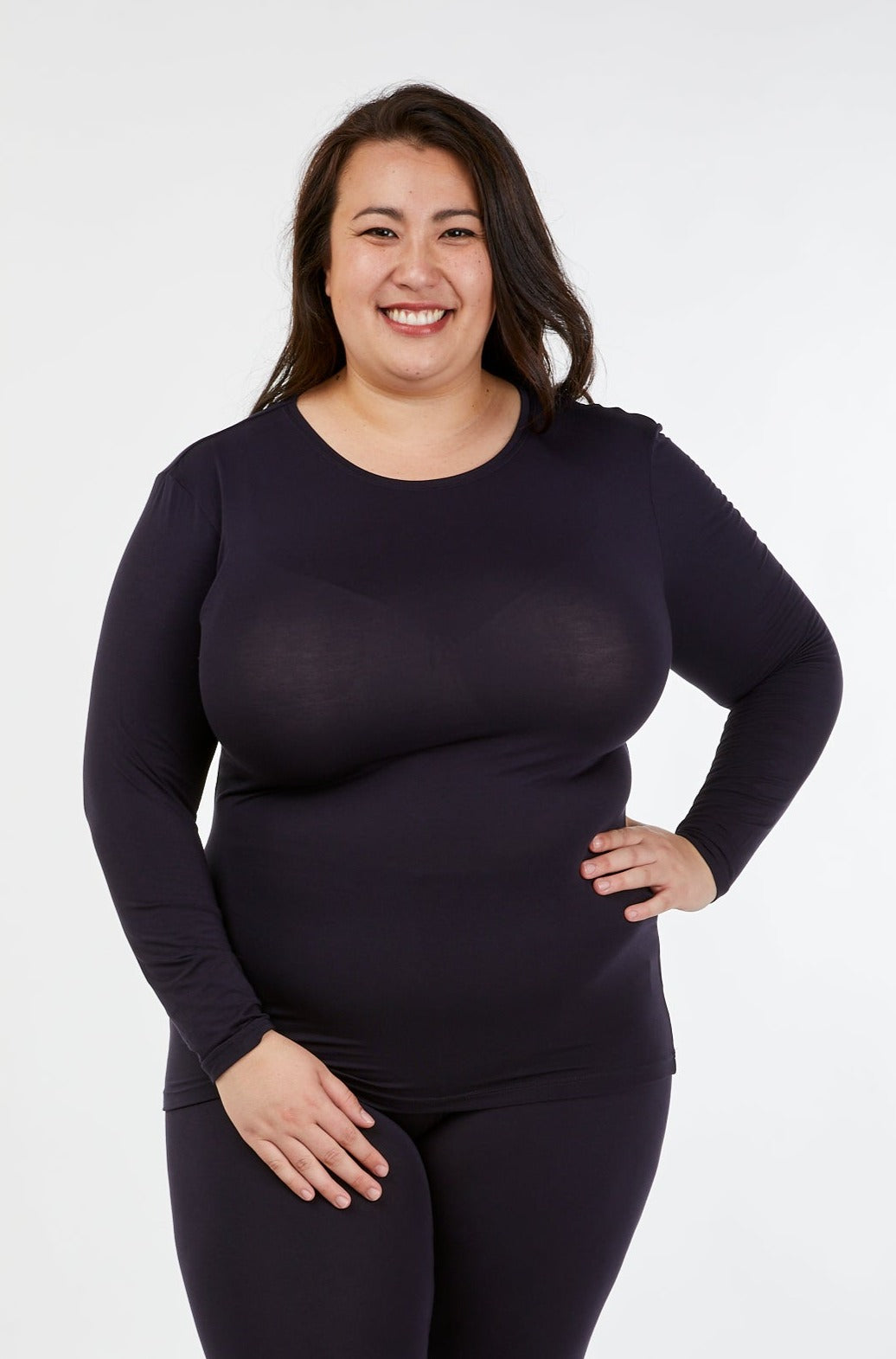 High Neck Long Sleeve French Navy