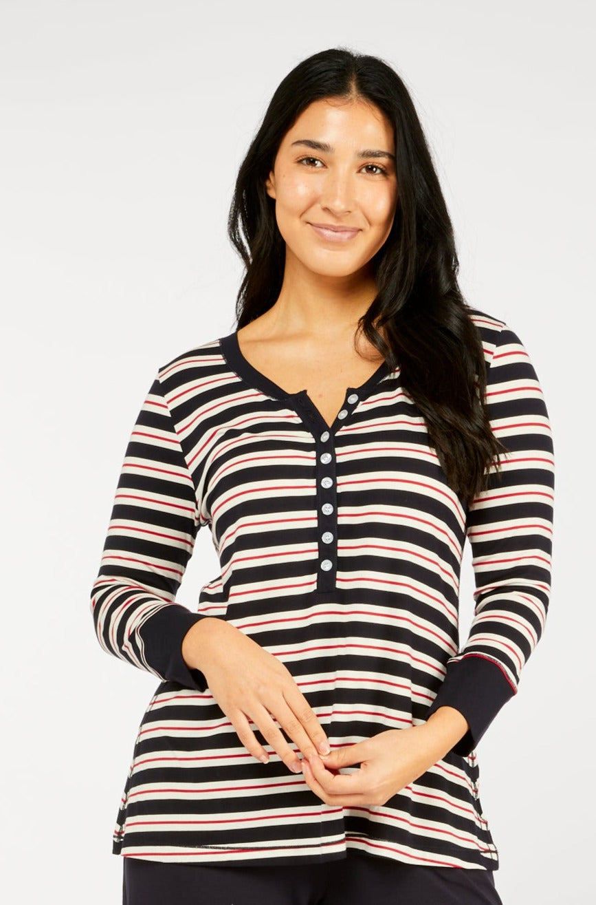 Swing 3/4 Sleeve Henley Sailor