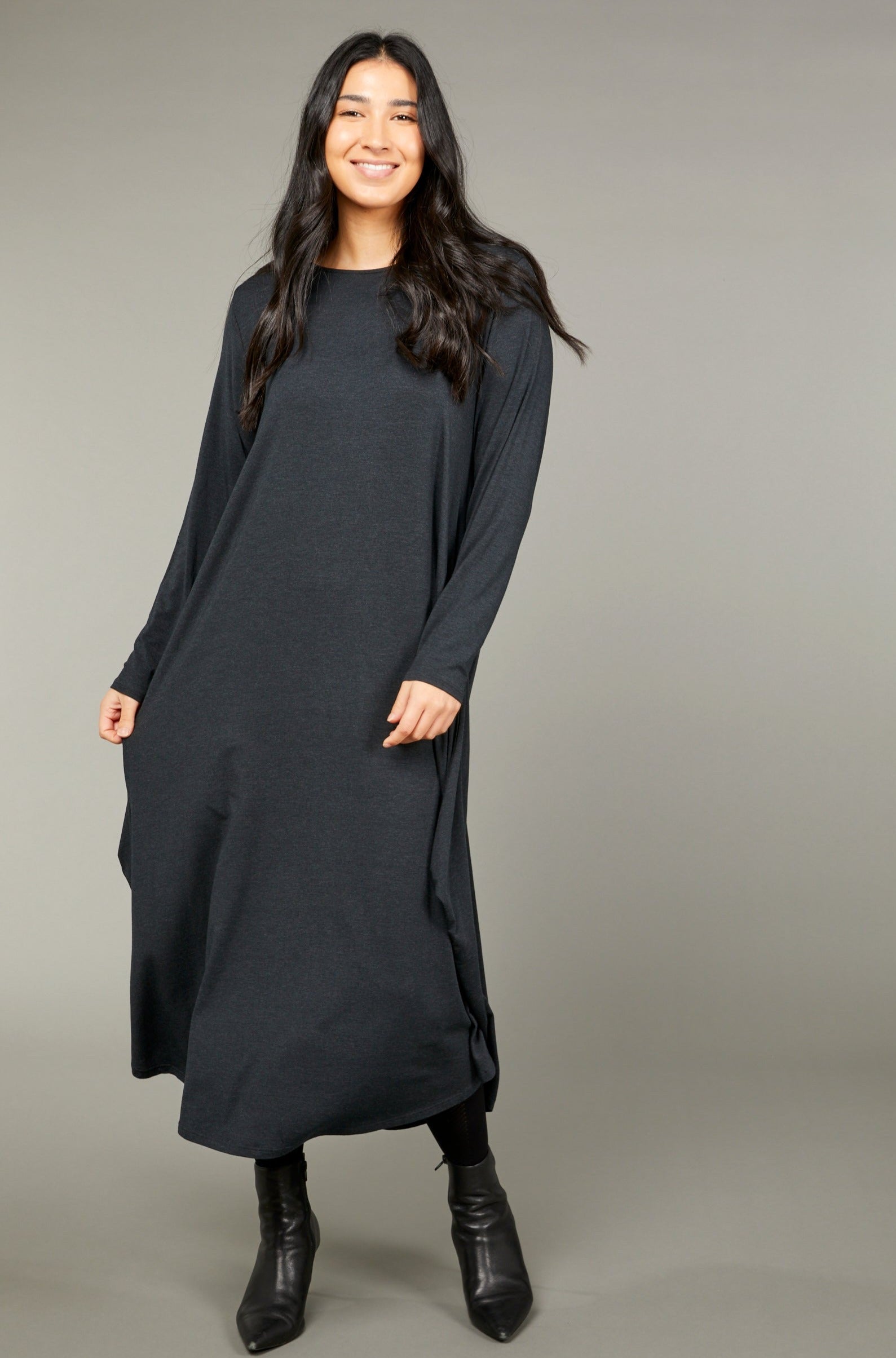 Long Sleeve Tri Dress Graphite