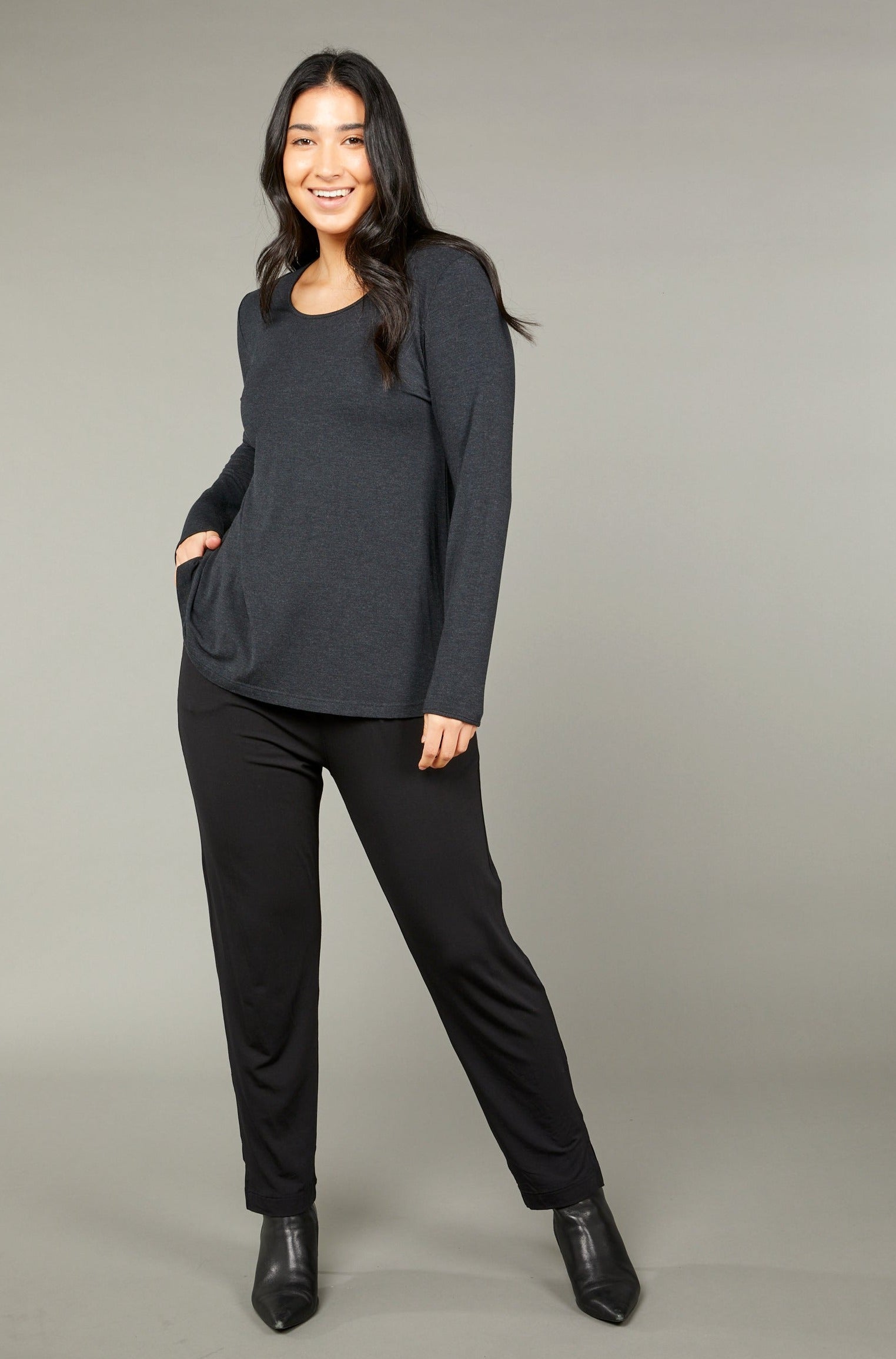 Split Hem Long Sleeve Graphite