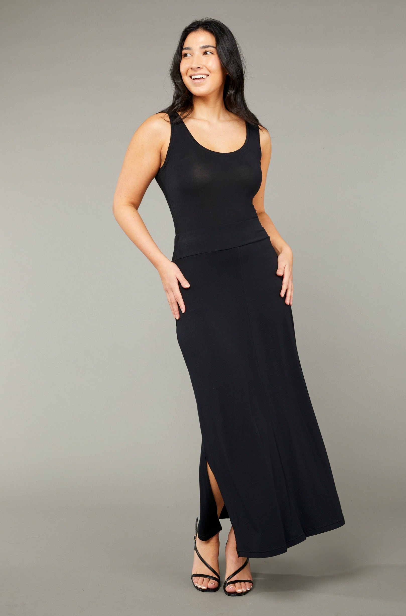 Long Panel Skirt Black