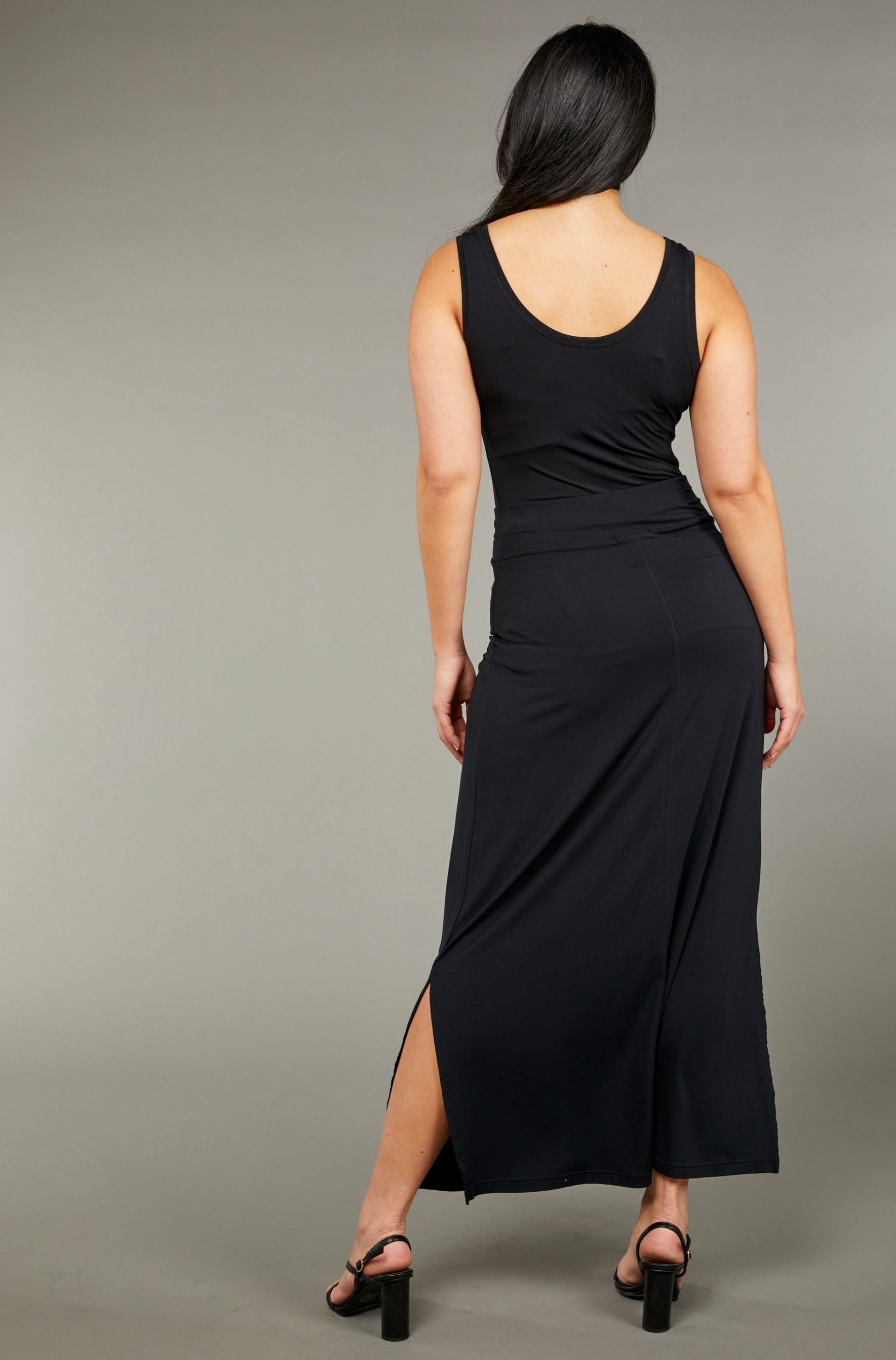 Long Panel Skirt Black