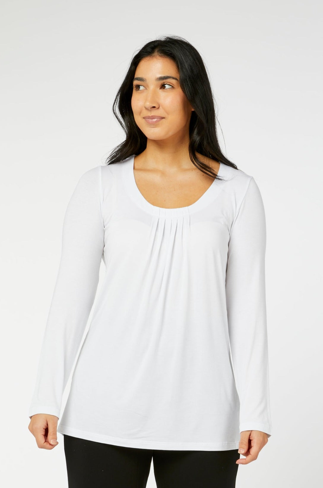 Pintuck Long Sleeve White