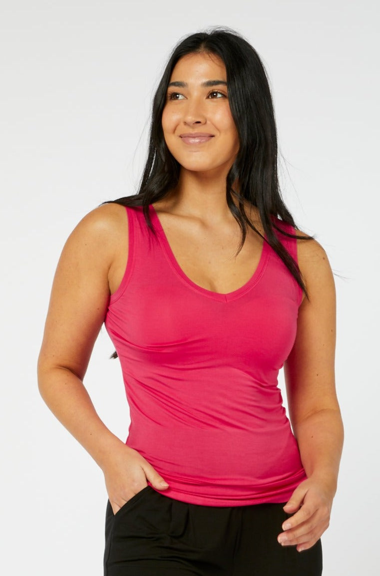 V-Neck Tank - Raspberry