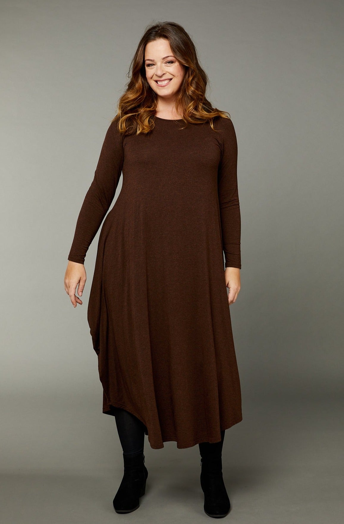 Long Sleeve Tri Dress Chocolate