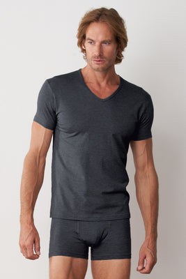 Australian Merino V-Neck Tee - Black