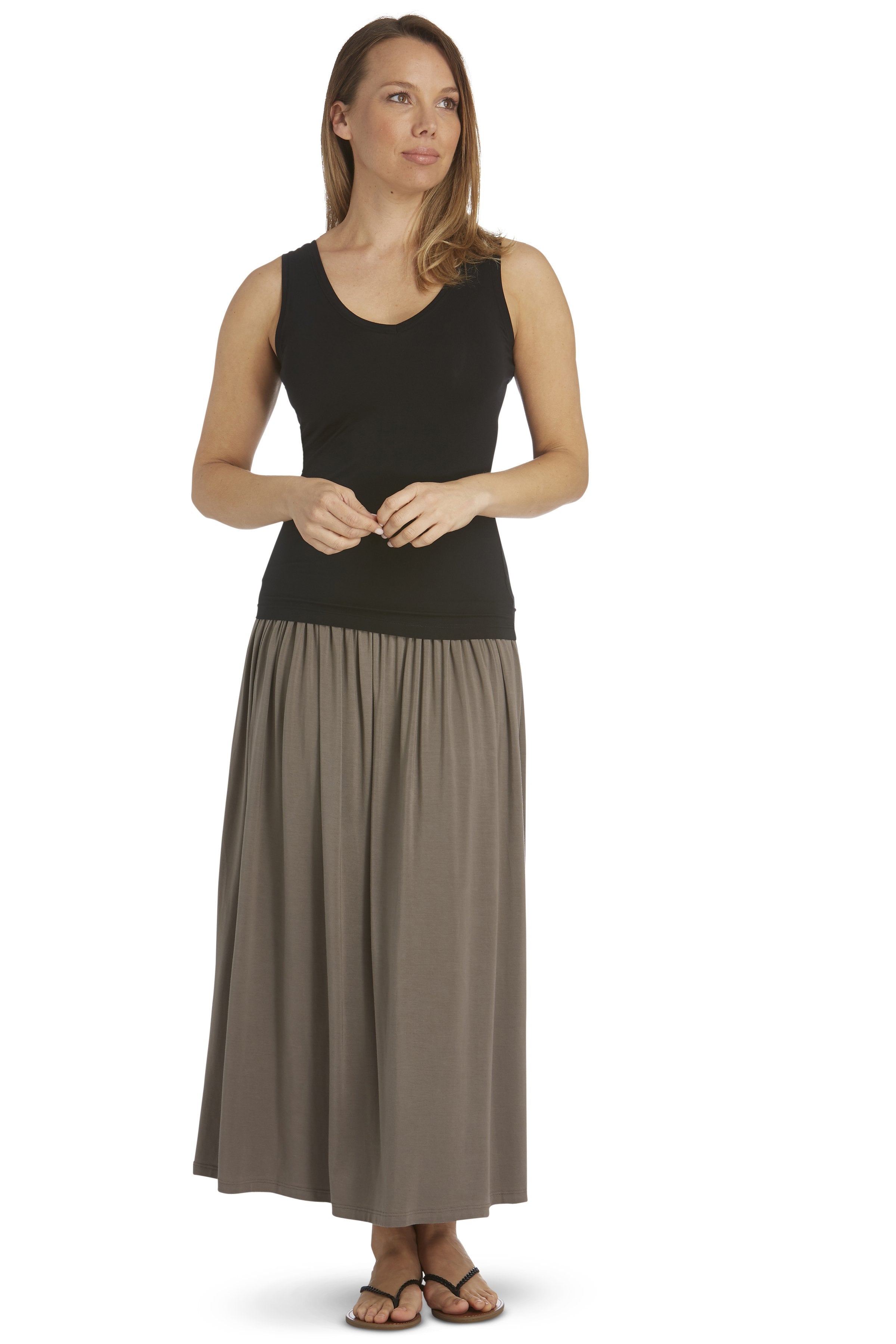 Long Full Skirt Chestnut