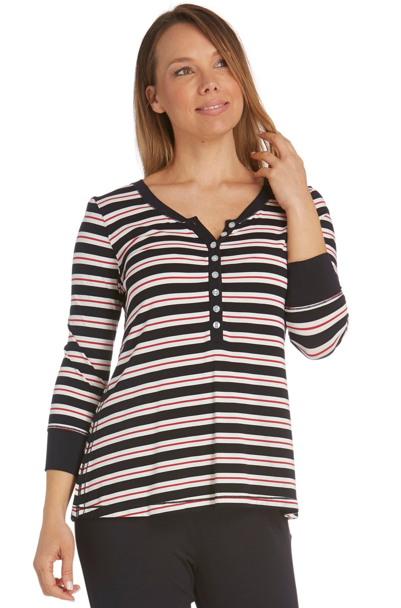 Swing 3/4 Sleeve Henley Sailor