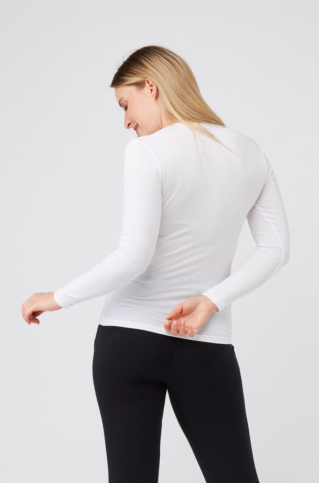 Scoop Neck Long Sleeve White