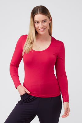 Scoop Neck Long Sleeve - Crimson