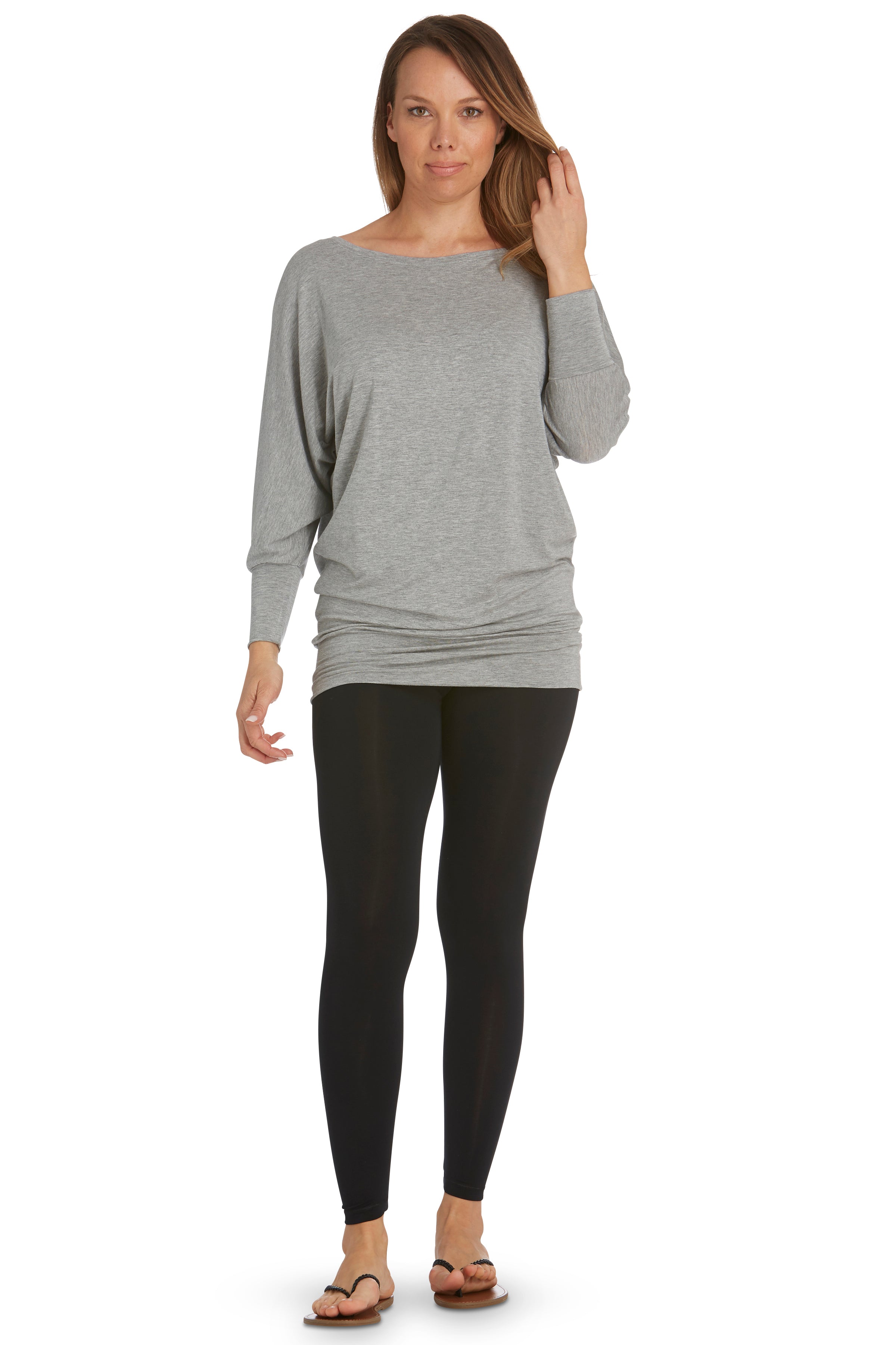 3/4 Sleeve Batwing Grey