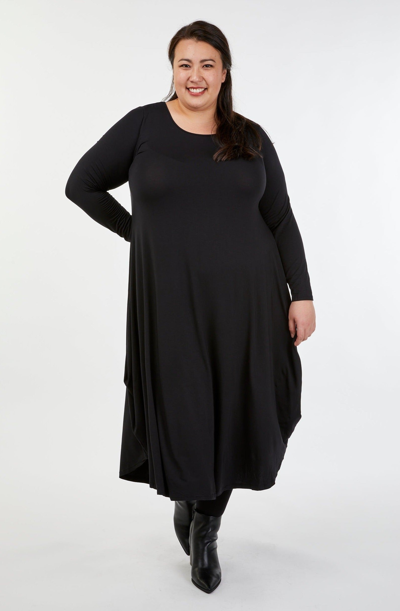 Long Sleeve Tri Dress Black