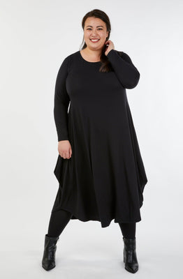 Long Sleeve Tri Dress - Black