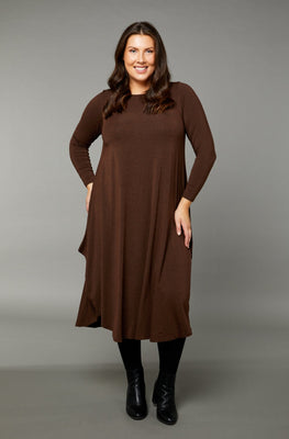 Long Sleeve Tri Dress - Chocolate