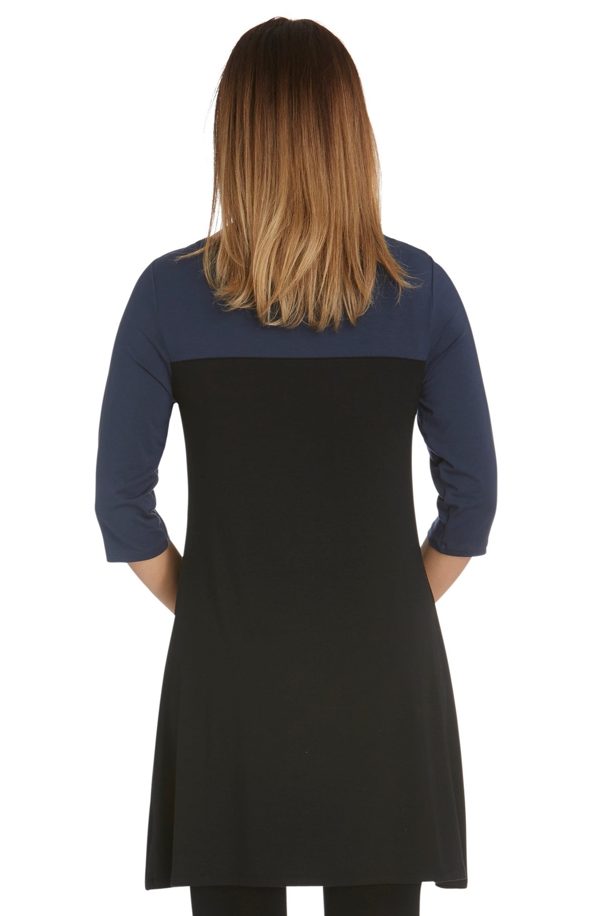 3/4 Sleeve Tunic Two Tone Indigo