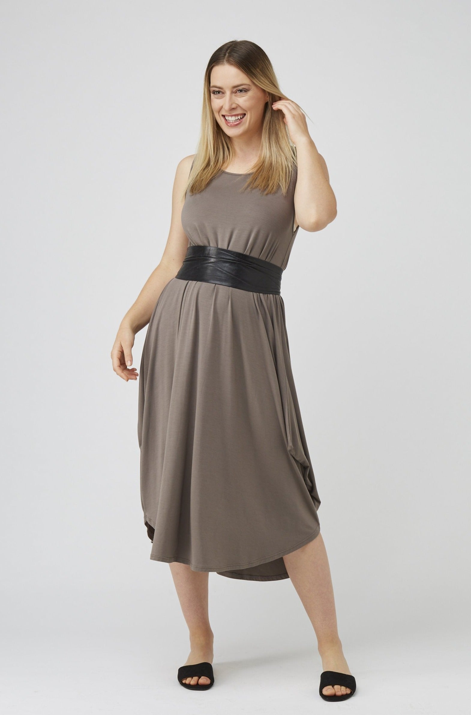 Sleeveless Tri Dress Chestnut
