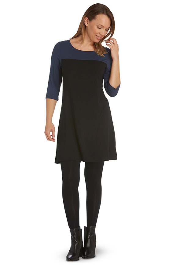3/4 Sleeve Tunic Two Tone Indigo