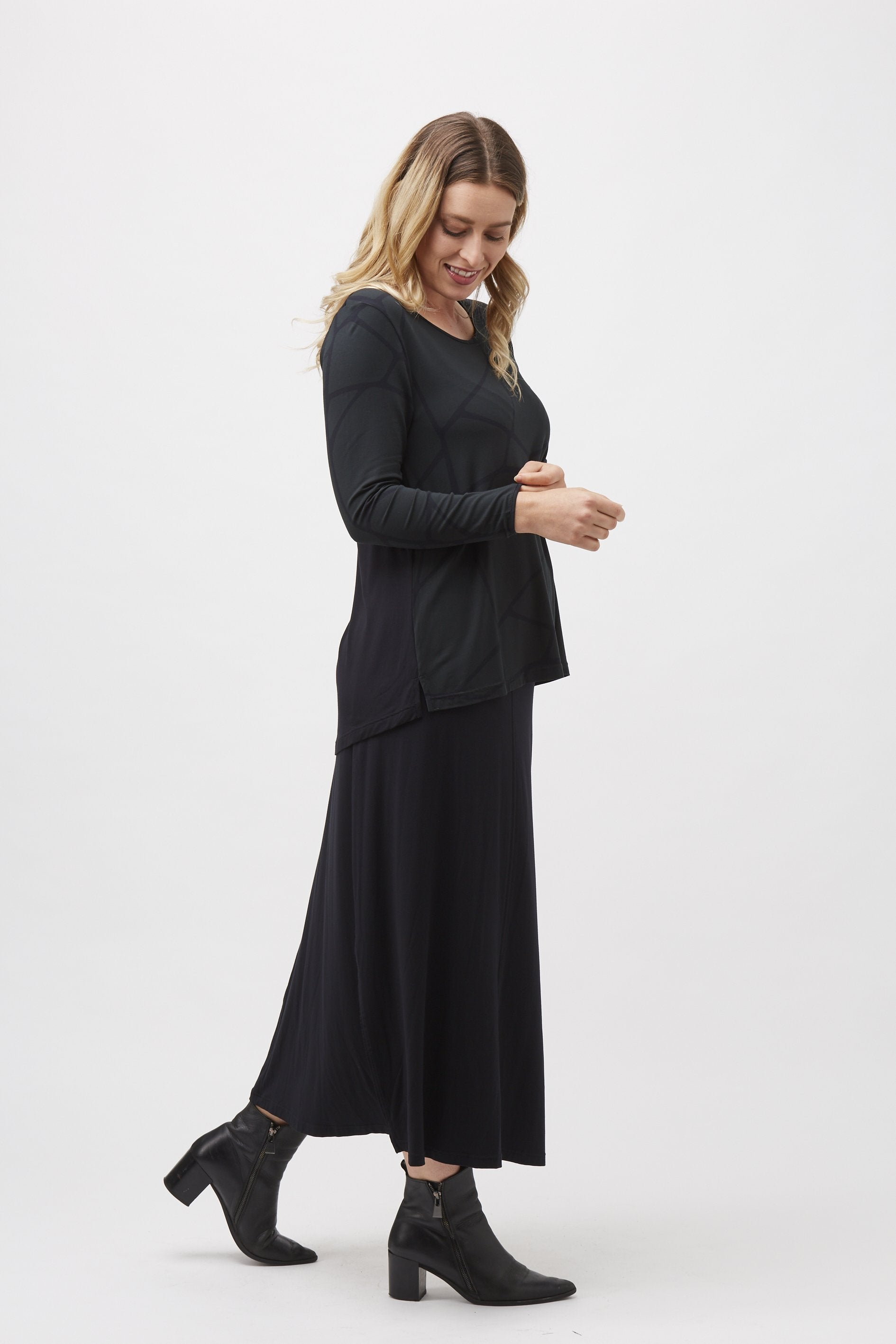 Split Hem Long Sleeve Marble