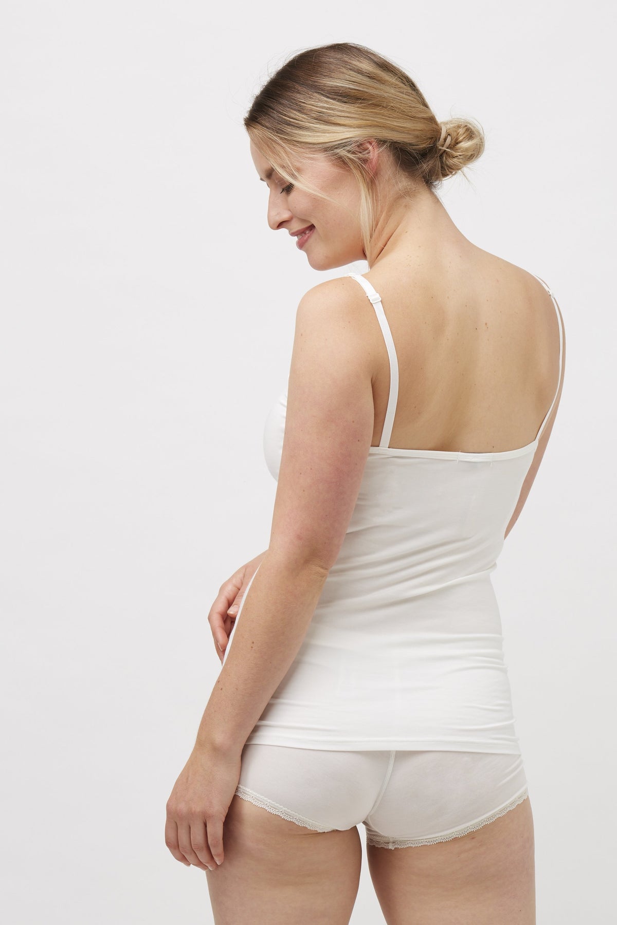 Lace Shoestring Singlet Milk